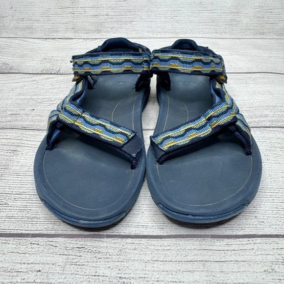 Teva‎ Kids Sport Sandals Blue Yellow Stripe Hook and Loop Size 13 - Picture 4 of 7